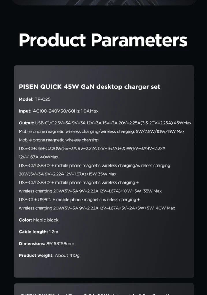 PISEN 45W GaN Desktop Magstation Charger (US)