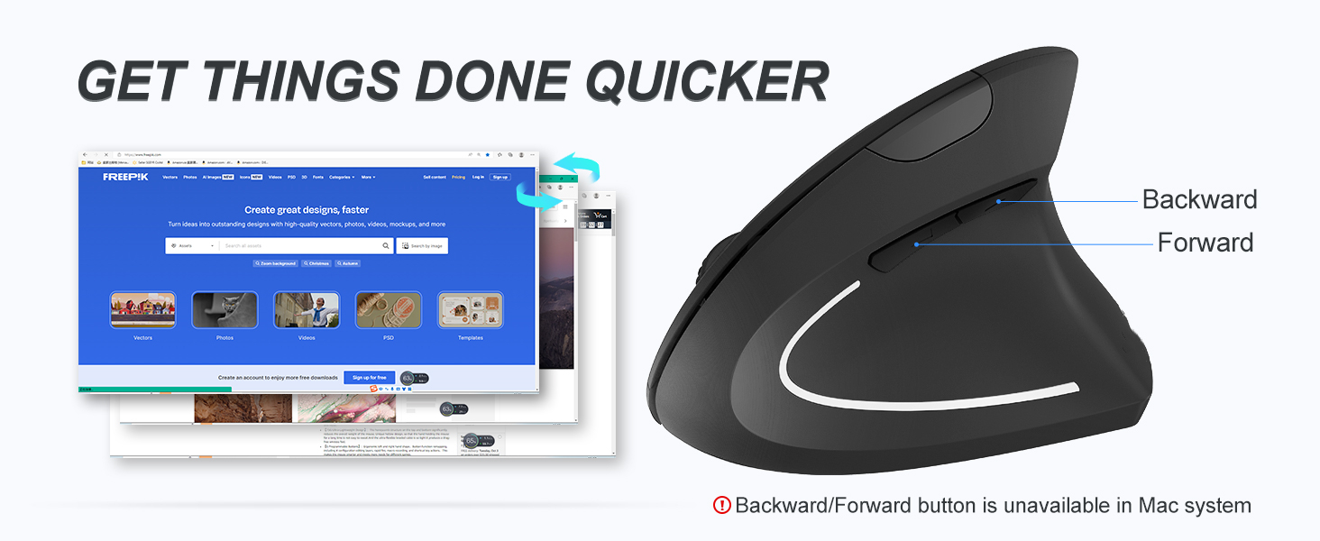 2.4GHz Rechargeable Wireless Vertical Optical Mouse with USB Receiver!
