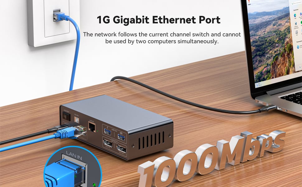 Built-in network switch Easily connect your laptop and desktop to the Internet with our Docking