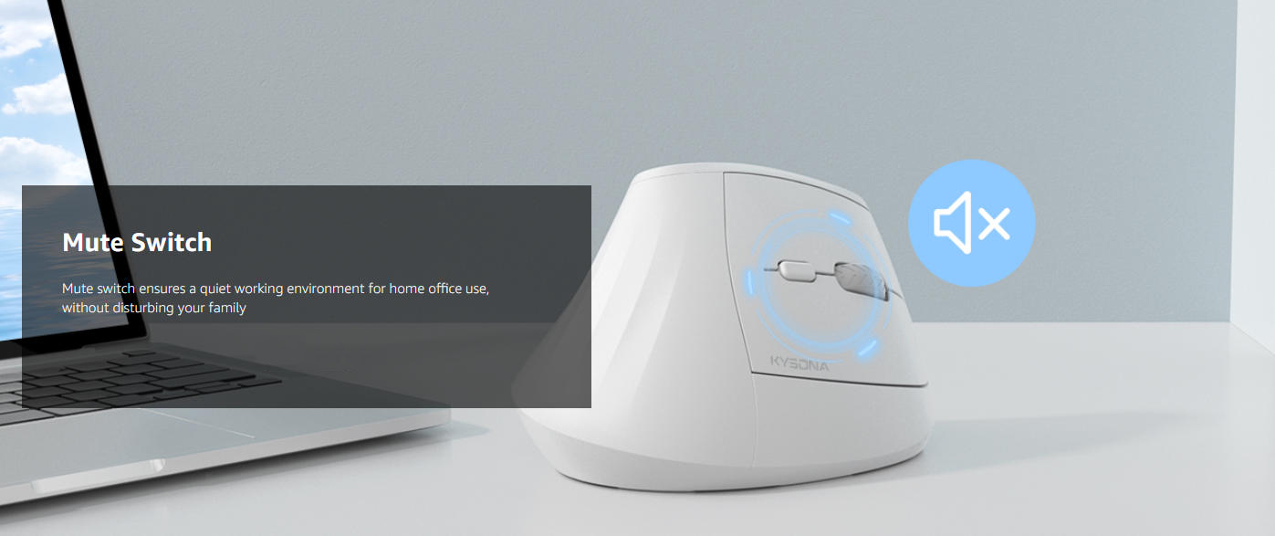 Ergonomic Wireless Tower Mouse, Vertical Quiet Ergo Mouse, Bluetooth(BT5.0,BT3.0)&2.4G