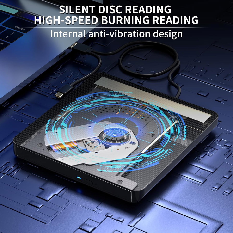 LUOM External 6X Blu-ray CD DVD Writer