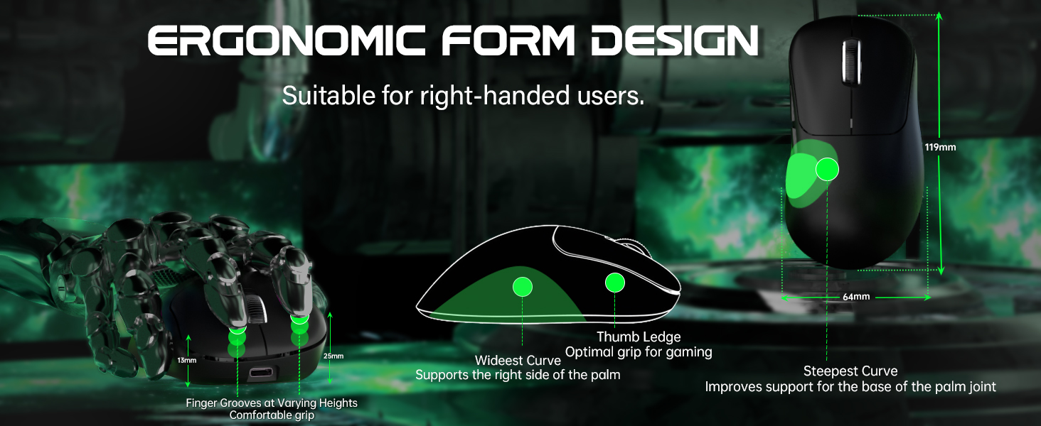 Wireless Gaming Mouse, Adjustable 10K DPI 1K Optical Sensor Tri-Mode Wireless Mouse