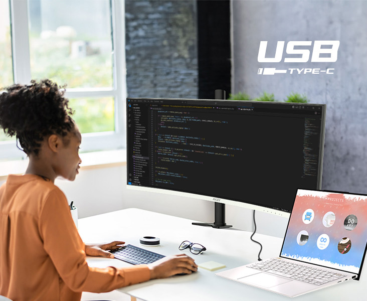 MSI Modern MD342CQPW Curved Computer Monitor