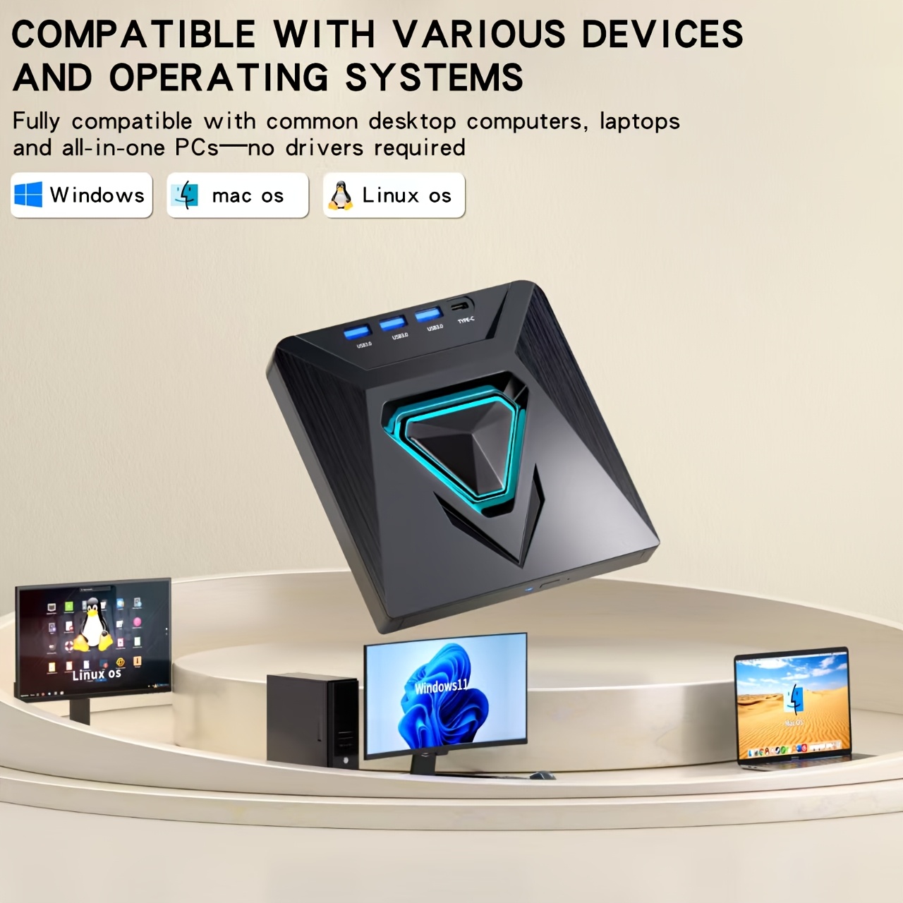 8 IN 1 Optical Drive Our portable DVD player is not only a CD/DVD reader, but also a CD/DVD burner,