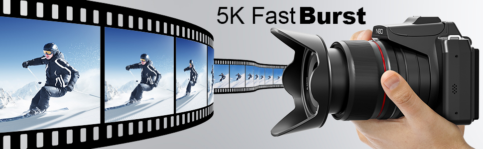 5K fast burst shooting digital camera for capturing moving sports scenes