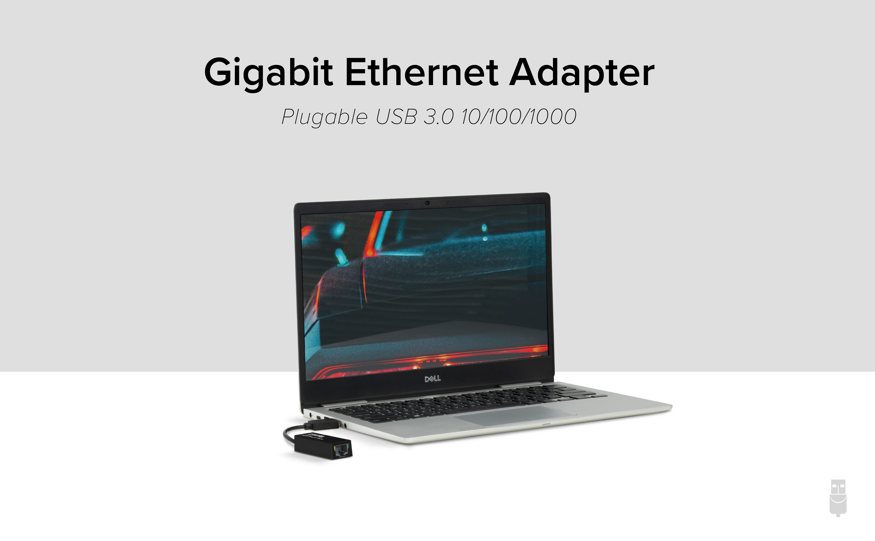 Gigabit Ethernet Adapter - laptop with connected adapter