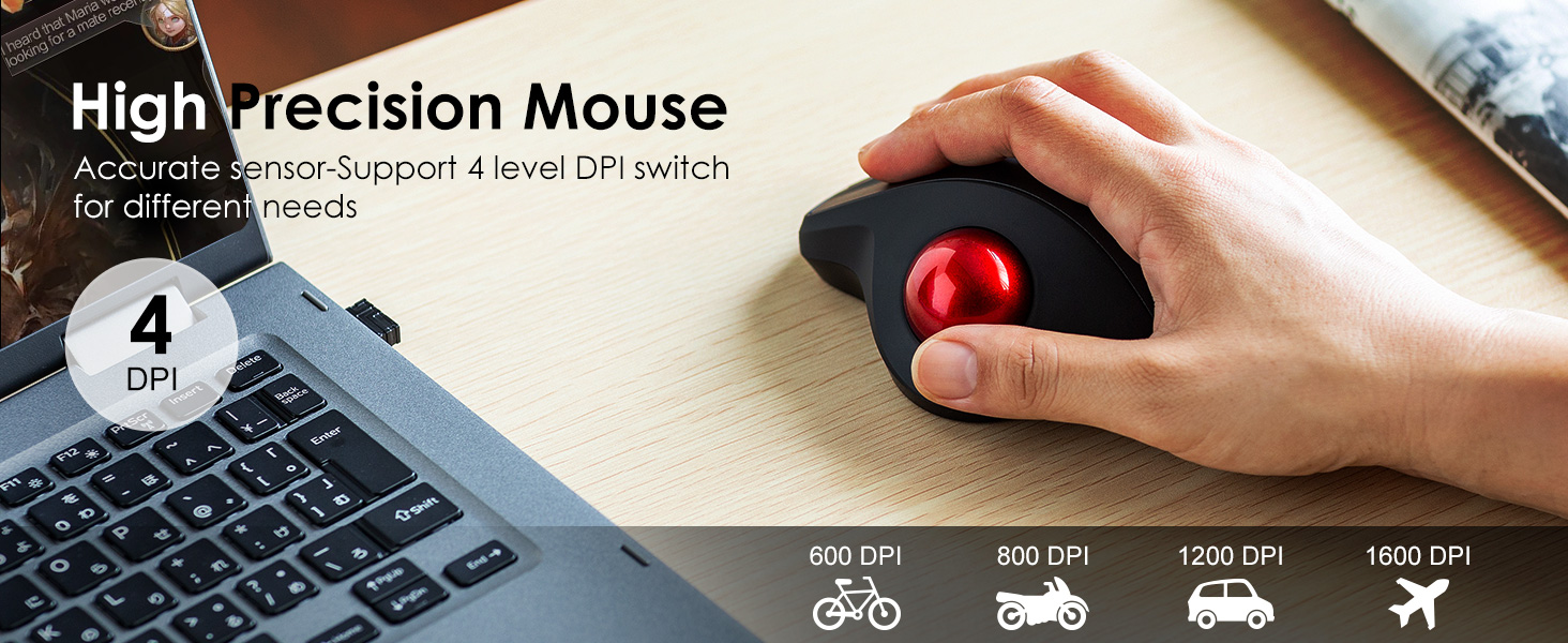 Wired Ergonomic Trackball Mouse