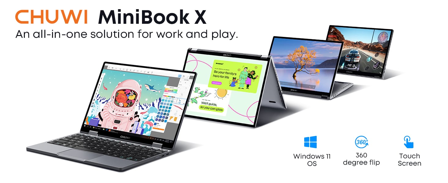 2023 CHUWI MiniBook X Touchscreen Laptop, Intel Celeron N100, 12GB