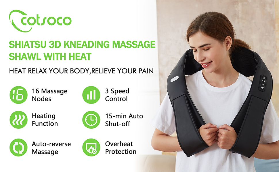 BILITOK Shiatsu Neck and Back Massager with Heat，Deep Tissue Kneading  Massager