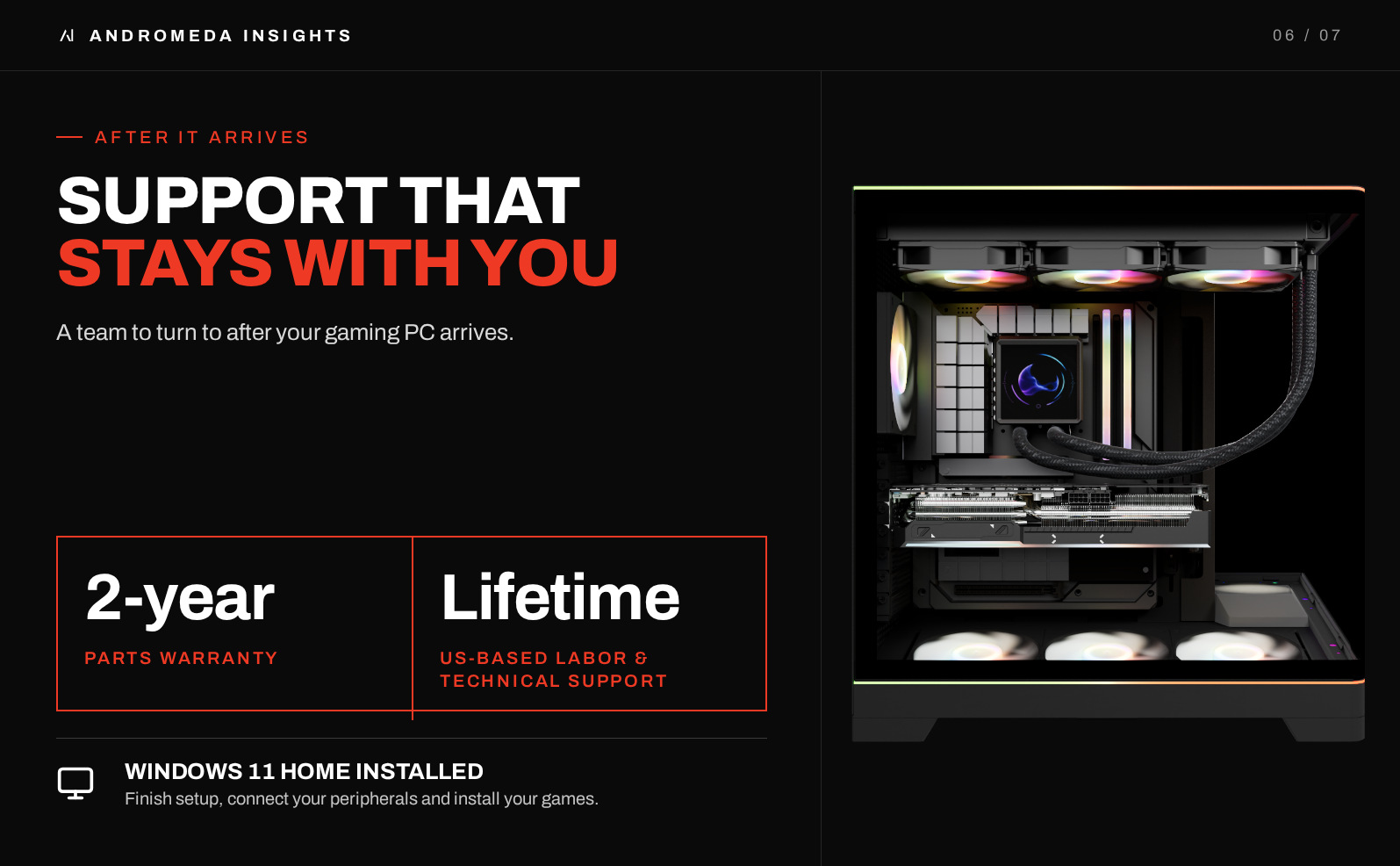 Two-year parts warranty and lifetime US-based labor and technical support