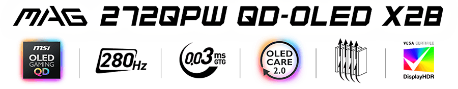 MSI MAG 272QPW QD-OLED X28 QD-OLED 2560 x 1440 (QHD) Gaming Monitor