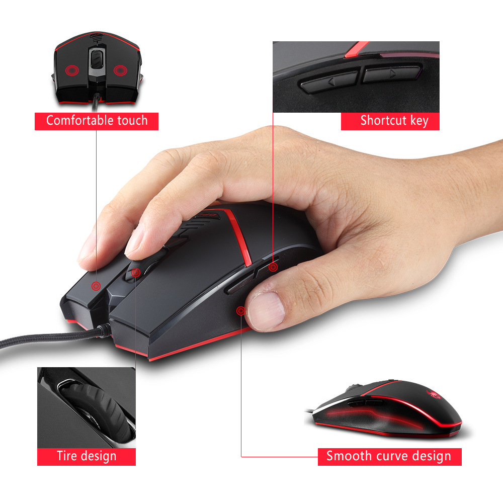 Gaming Mouse Wired Programmable Breathing Light 30 Dpi Weight Tuning Set Zelotes Pc Computer Gamer Mice 6 Buttons For Both Hands Black Newegg Com