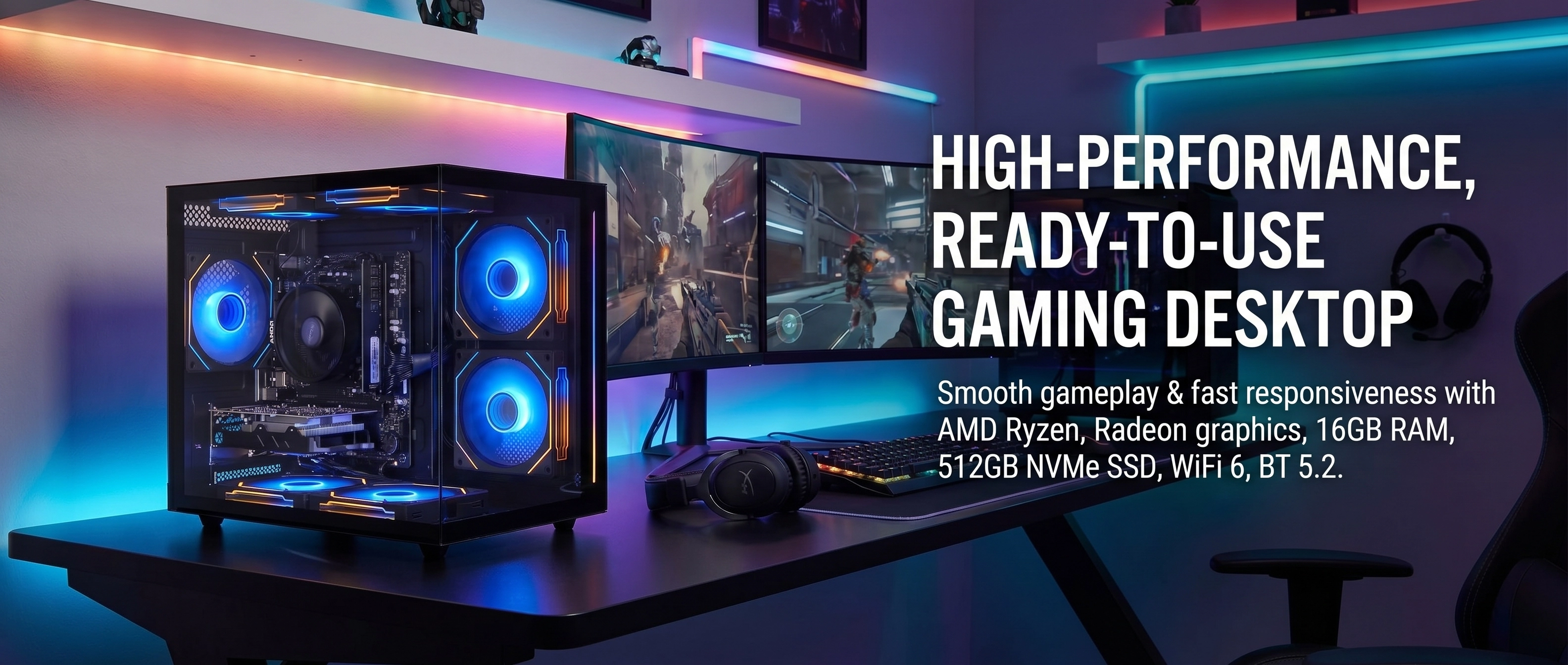 LXZ Gaming PC Desktop, AMD Ryzen 5 3500X 6-core 6 thread(up to 4.1
