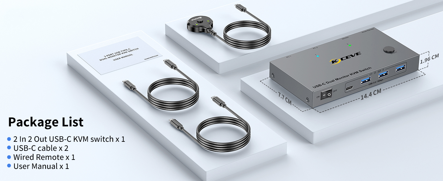 4K@60Hz USB C KVM Switch for 2 Monitors 2 Laptops, Dual Monitor KVM | Metal, for 2 Laptops Sharing 2