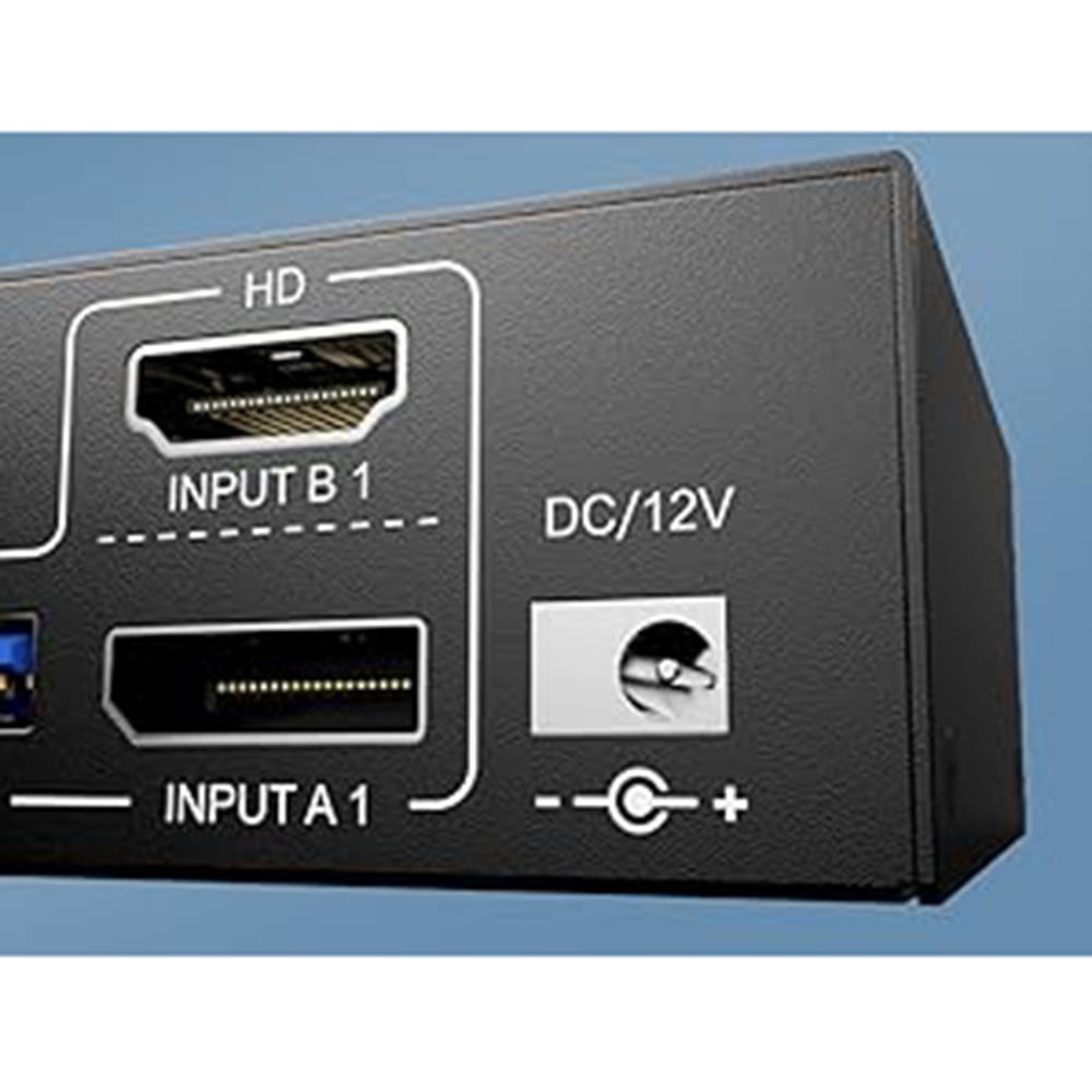 12V Power Adapter (Included) Make 2 monitors KVM switch work smoother and more stable when using hig