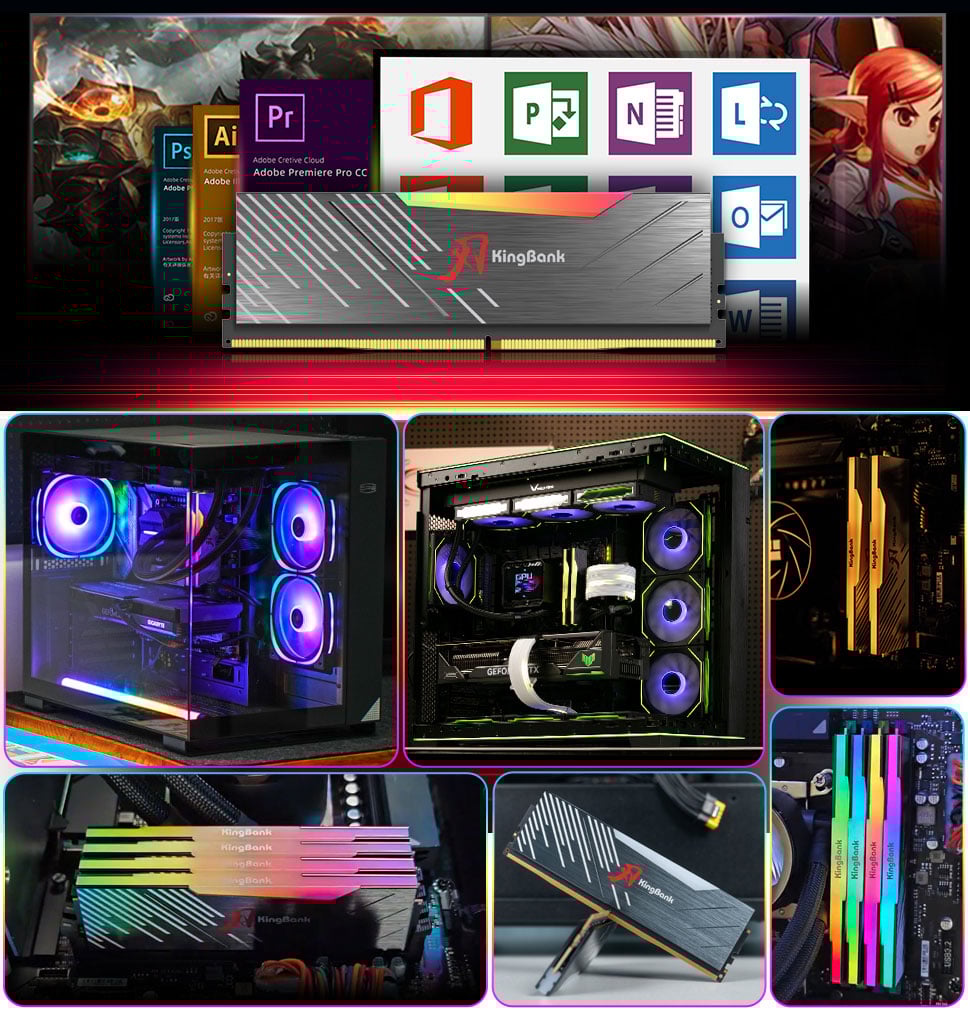 Kingbank RGB 288-Pin PC RAM DDR5 Desktop Memory