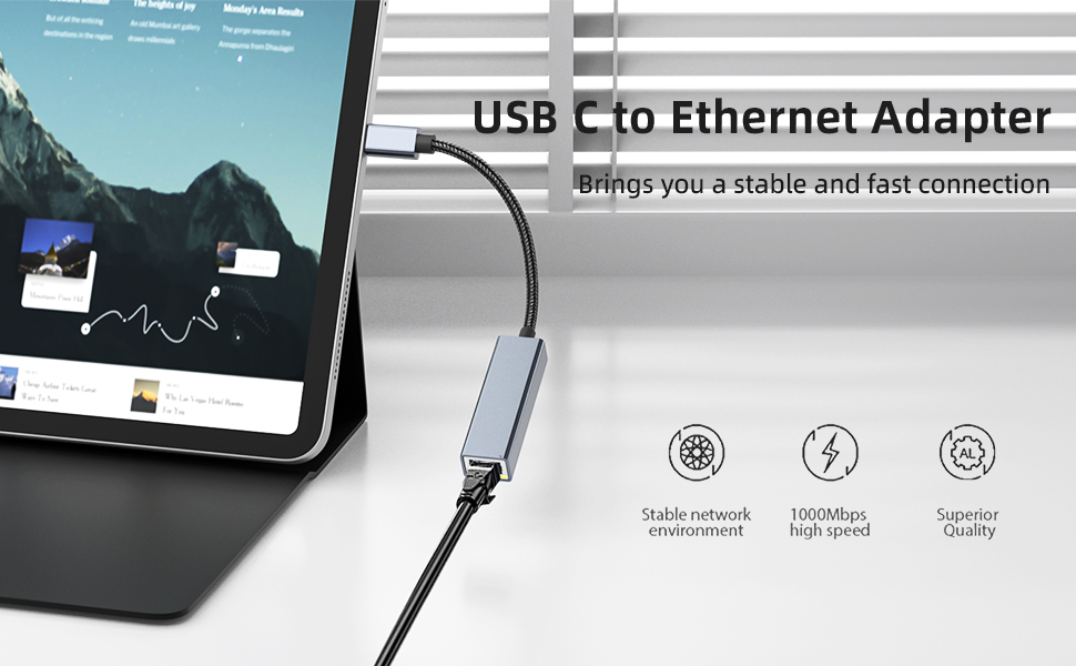 USB C to Ethernet Network Adapter  Perfect for new laptops with USB-C port, such as MacBook Pro 2020