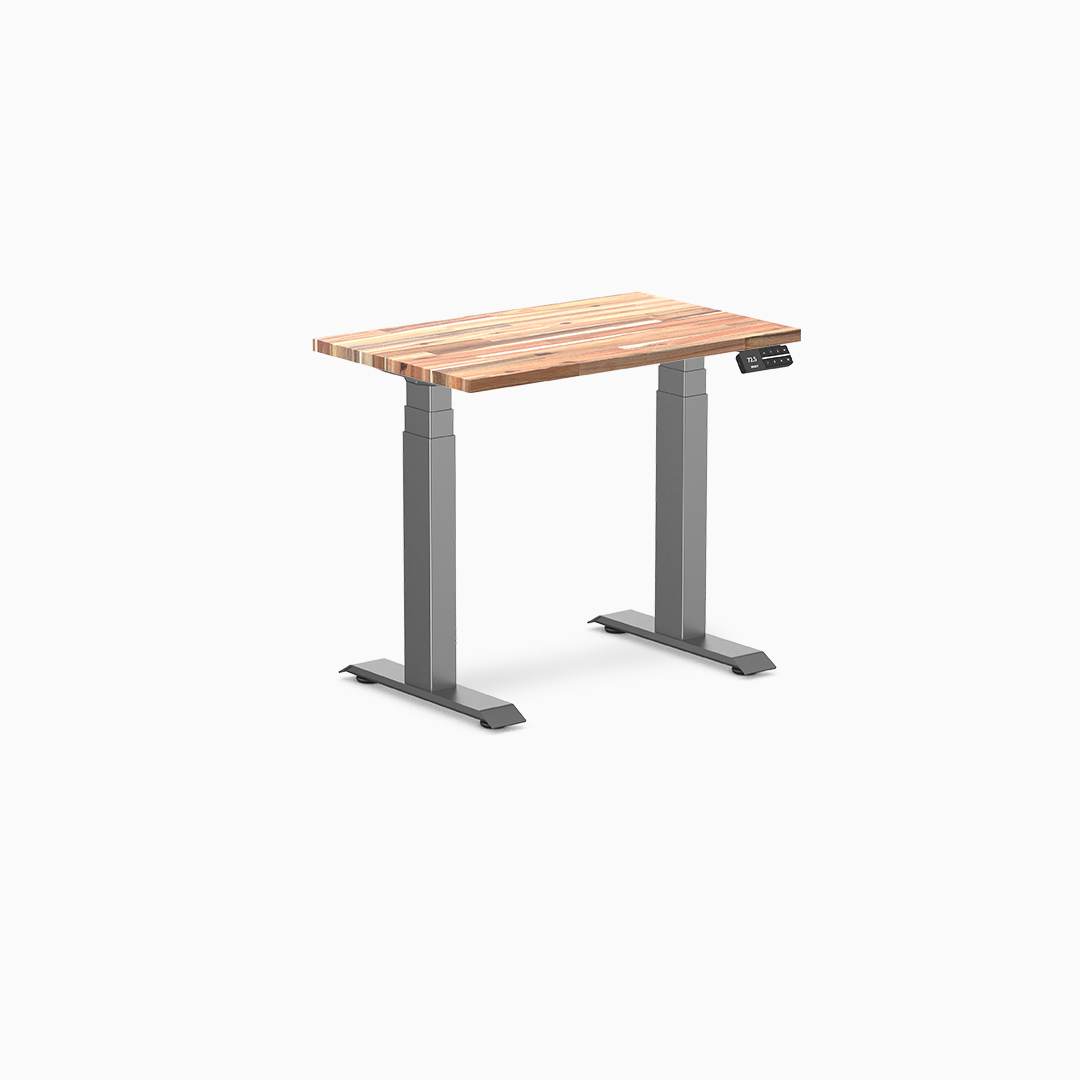mini standing desk, small sit stand desk, softwood standing desk, compact desk, height adjustable