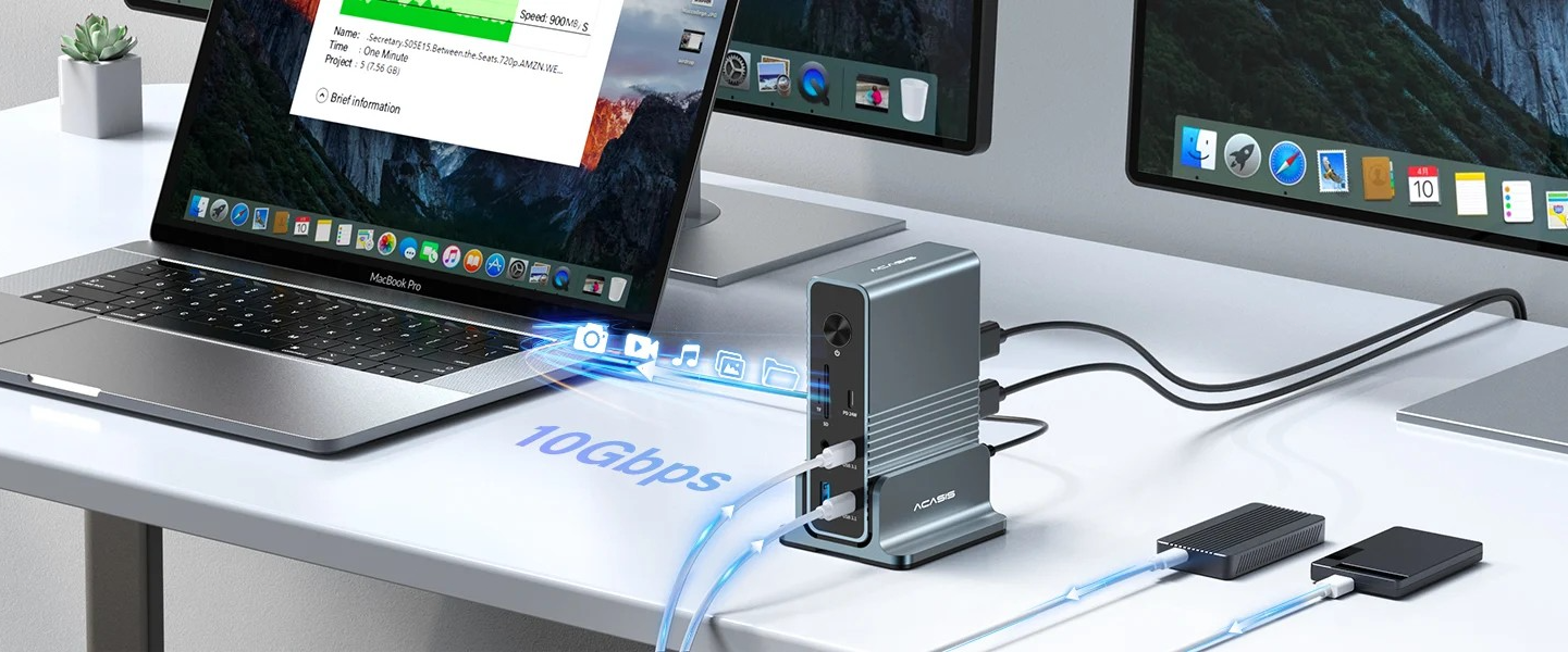 15 in 1 docking station will be fast and efficient with lightning fast transfer rates of up to 10Gbp