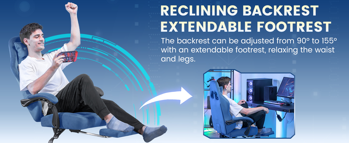 Gaming Chair, Big and Tall, High Back Ergonomic with Pocket Spring Cushion, Footrest, Lumbar Support