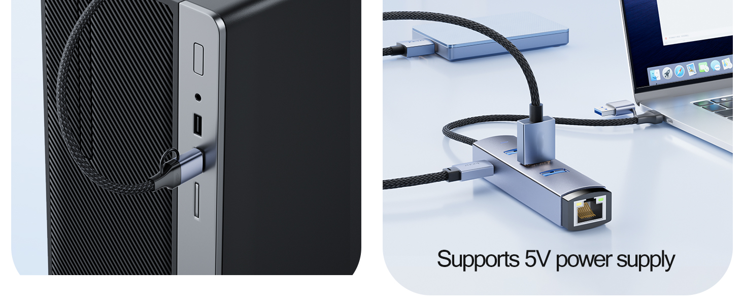 4-in-1 USB 3.0 Hub with Gigabit Ethernet Adapter, Space Gray Aluminum, 3 USB Ports