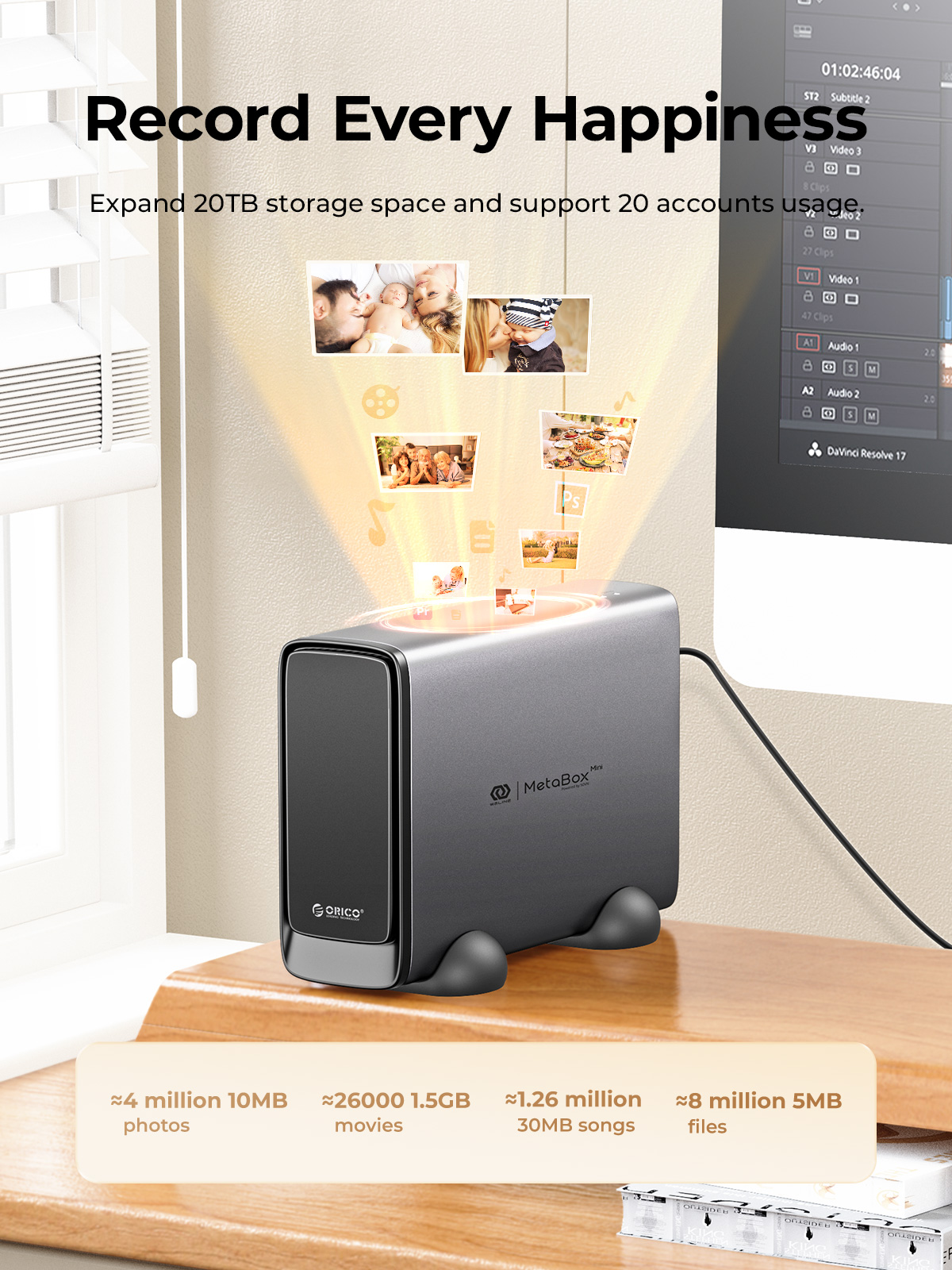 ORICO MetaBox Mini NAS Storage Personal Media Center for 3.5" HDD Networkable Enclosure (CD3520)