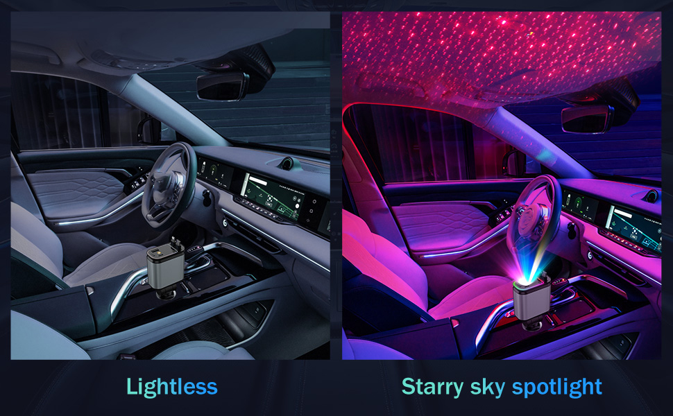 AUTYUE Car Charger with Starlight, 66W USB C Car Charger Adapter, 4 in 1 Retractable Car Charger
