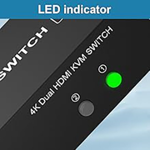 LED Indicator When switching to which PC, the LED will tell you whether PC1 or PC2 is active.