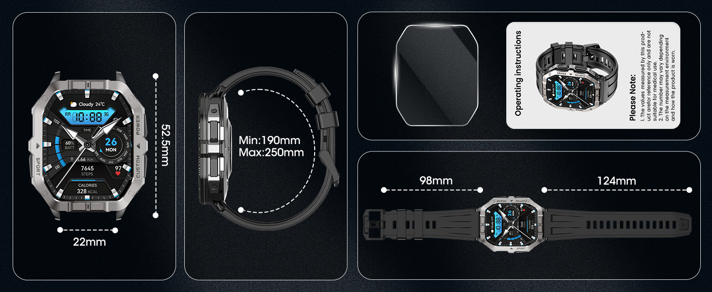 Military Smart Watch Built-in GPS, Bluetooth Calling, for iPhone & Android Phones
