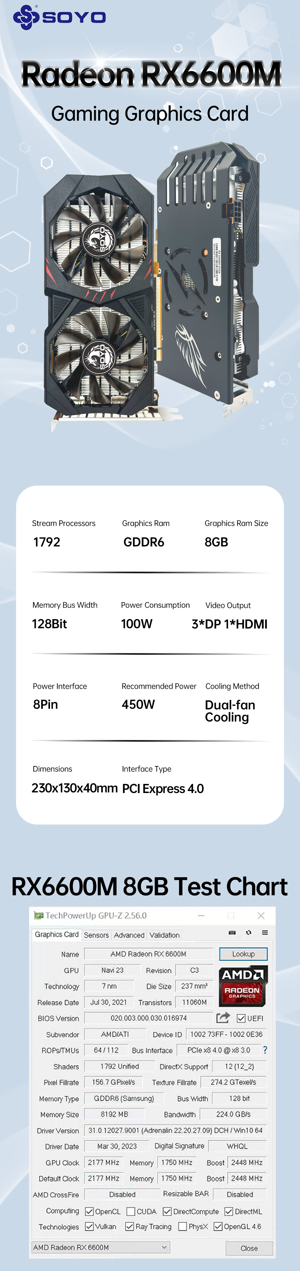 RX6600M グラフィックボード　SOYO S5212e0b0f6a74eeca1b727d60ff39
