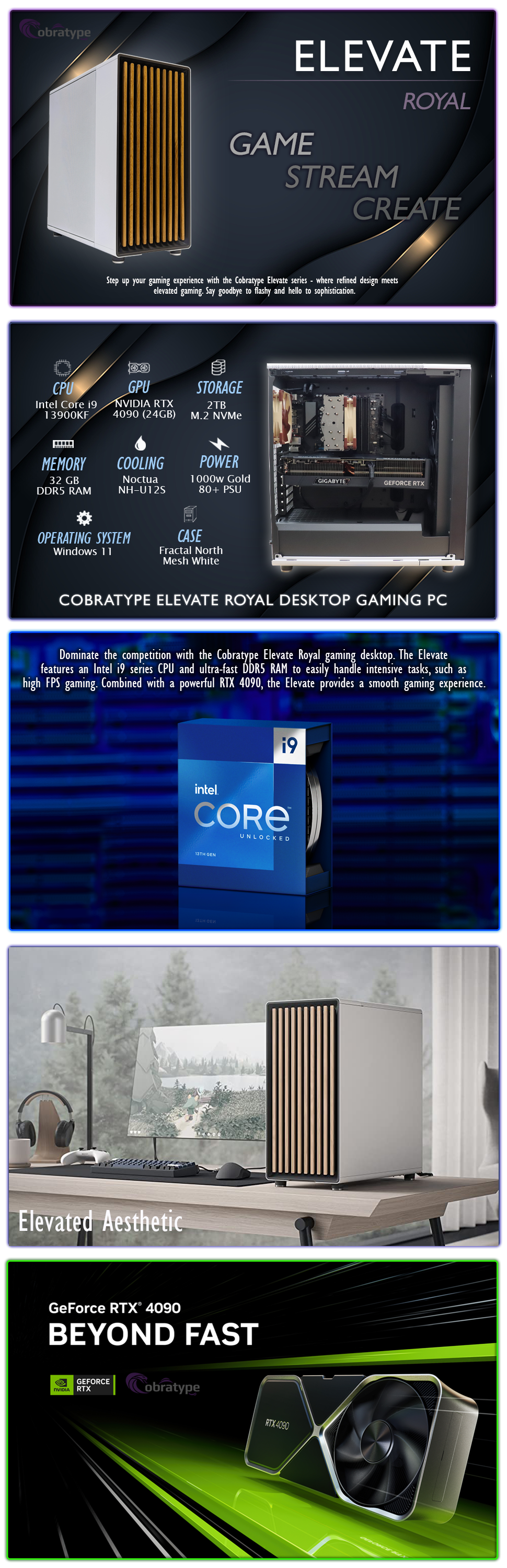  Cobratype Viper Immortal Desktop Gaming PC - Intel Core  i9-13900KF, RTX 4090, 32 GB DDR5 RAM, 2 TB NVMe, AIO Liquid Cooler, Windows  11 : Electronics