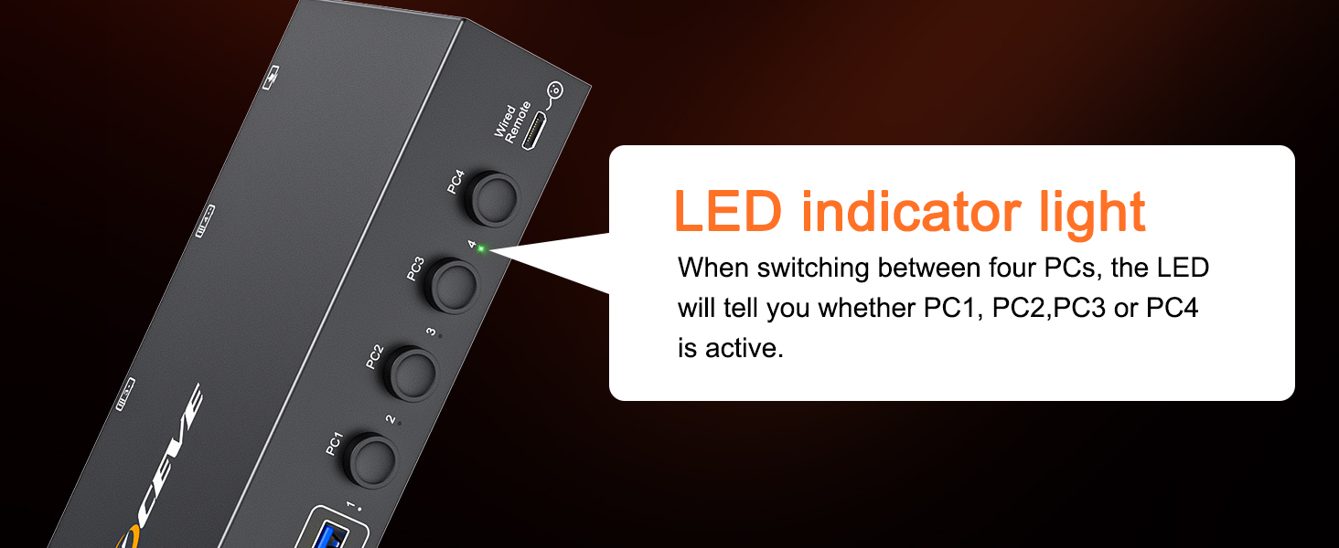 Support 2 switcing ways, physical button control and wired control