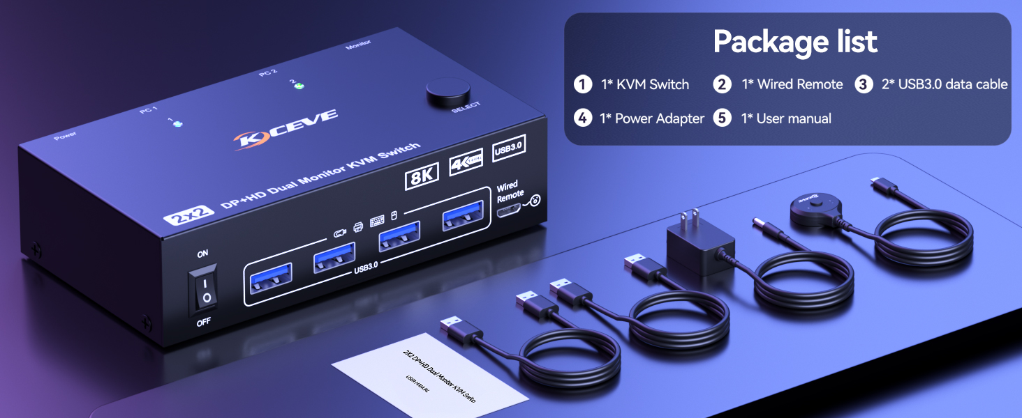 Button Switching/Wired Remote Control (Hides cables easily for a tidy desktop)