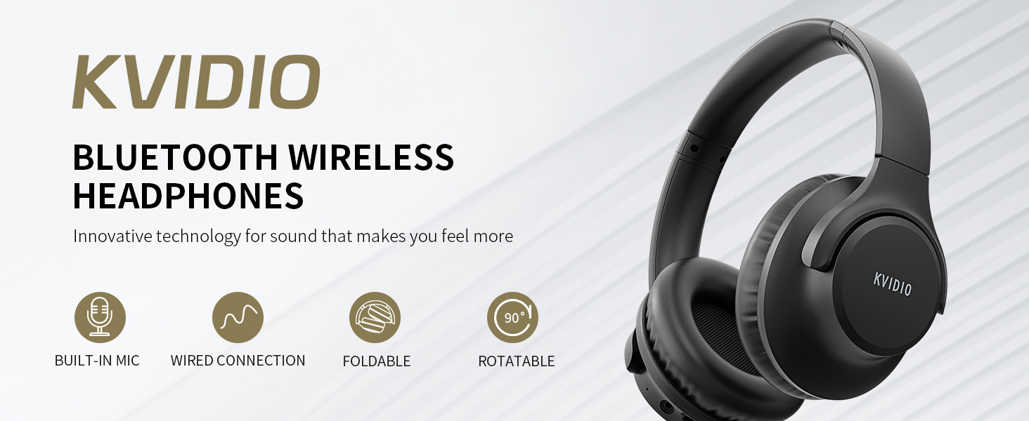 KVIDIO WH201A Bluetooth Headphones Over Ear