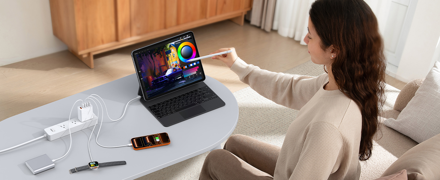 50W USB Wall Charger Block, [2 Pack] 5-Port Charger Fast Charging Block QC 3.0 Multiport Box Brick