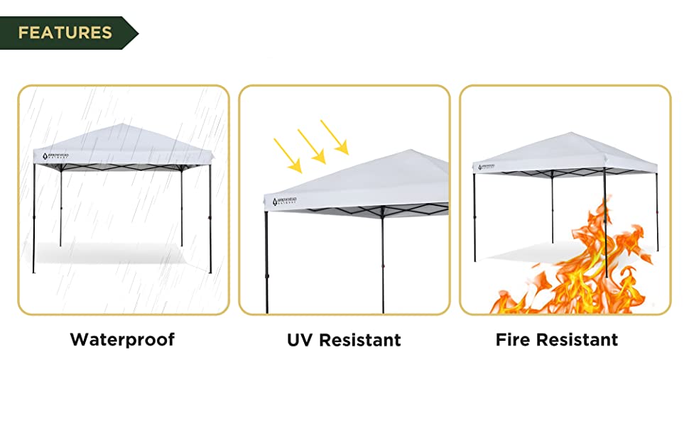 ARROWHEAD OUTDOOR 10x10 PopUp Canopy & Instant Shelter, Easy One