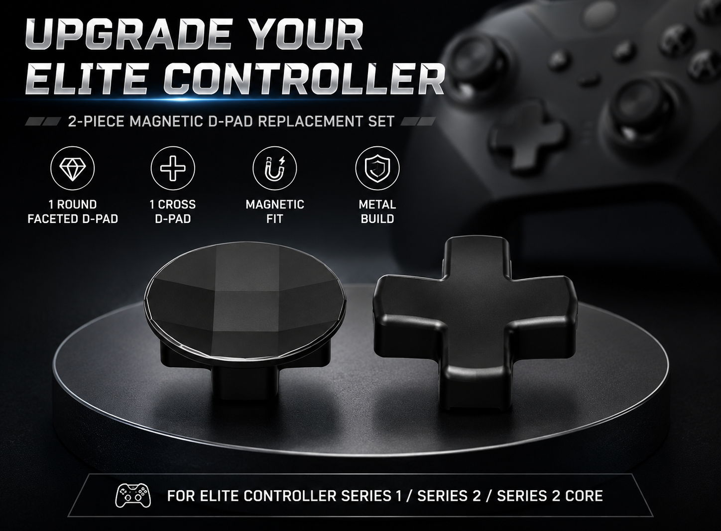 magnetic d-pad replacement, metal d-pad, round faceted d-pad