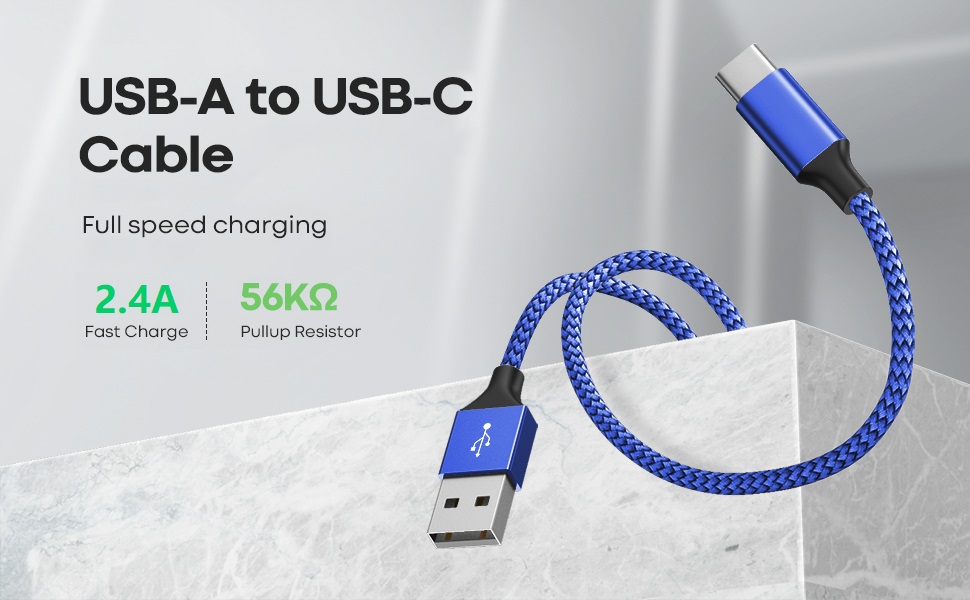 USB Type C Cable,USB A to USB C 2.4A Fast Charging (3.3ft 2-Pack