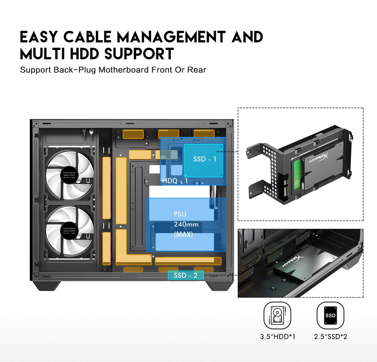 DIYPC IDX4-MicroATX-ARGB Black Micro ATX Gaming Computer Case