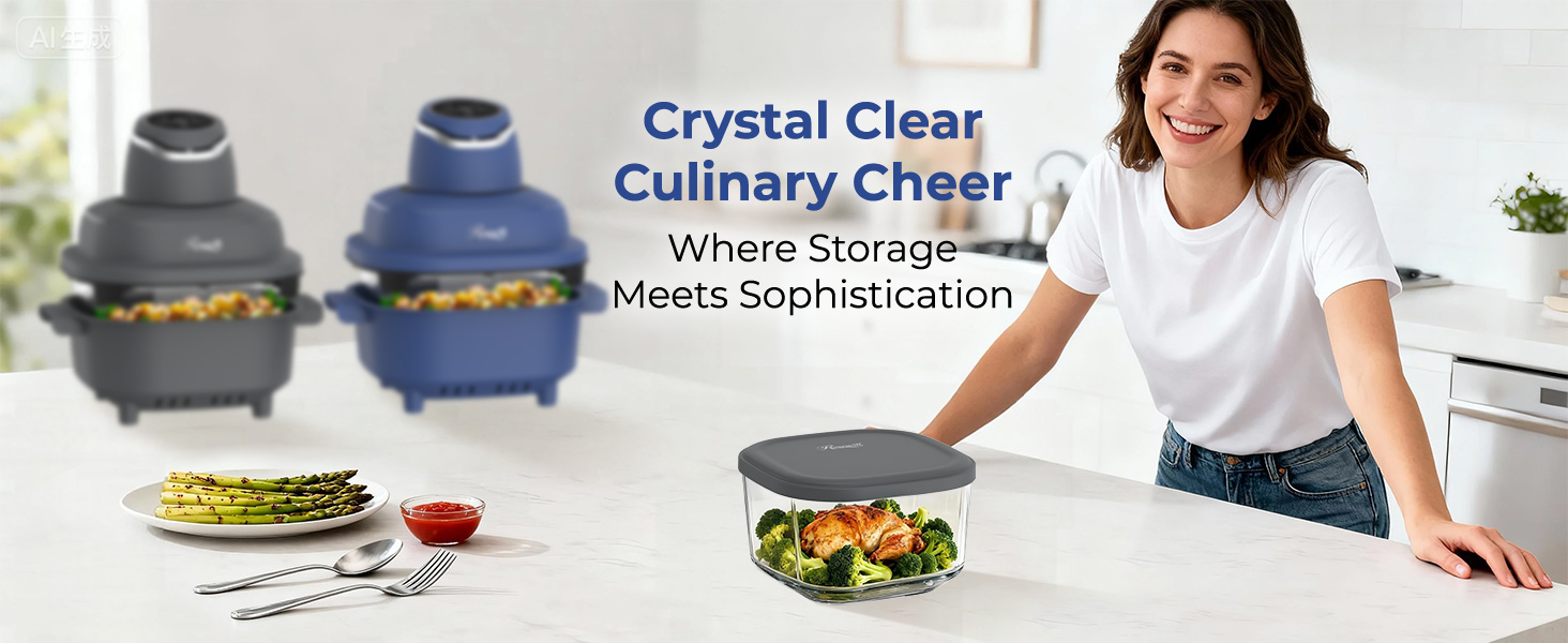 Rosewill 4.7QT Transparent Glass Cooking Pot with Storage Lid