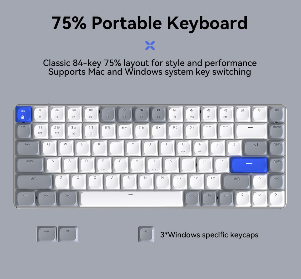 AUSDOM Wireless Bluetooth 75% Mechanical Keyboard: Compact Multi-Device ...