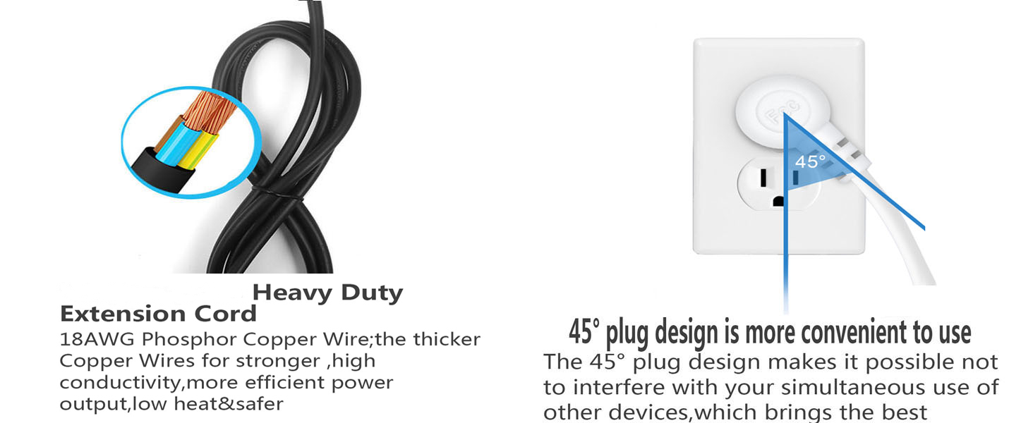 Heavy Duty Cord with 45° Plug