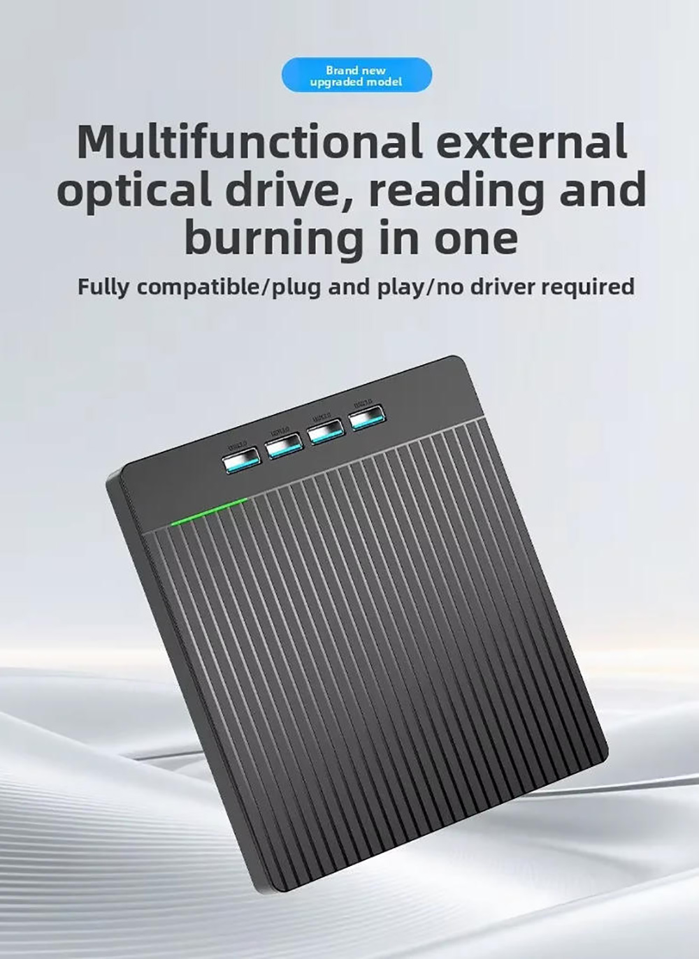 7 in1 External CD DVD Burner Recorder with 4 USB A Hub & SD/TF Card Reader, External CD/DVD Drive US