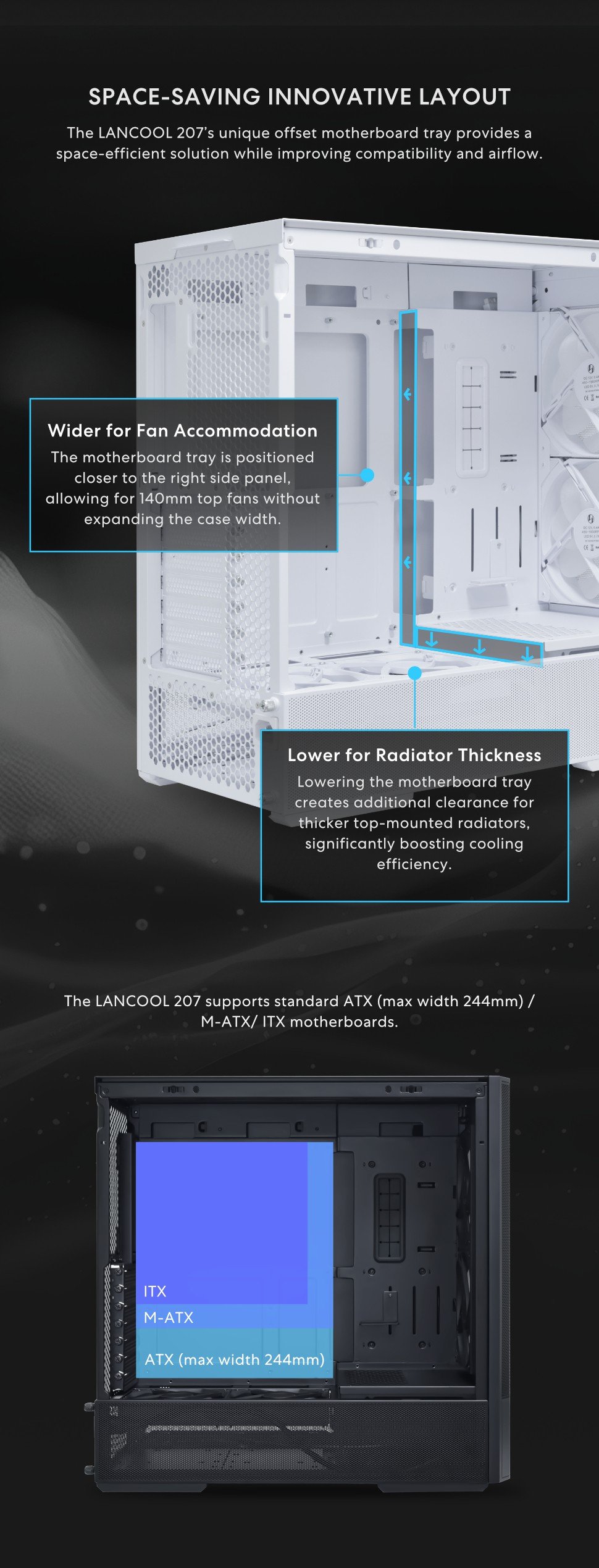 LIAN LI Lancool 207, White, ATX Mid Tower, Tempered Glass, PC Case