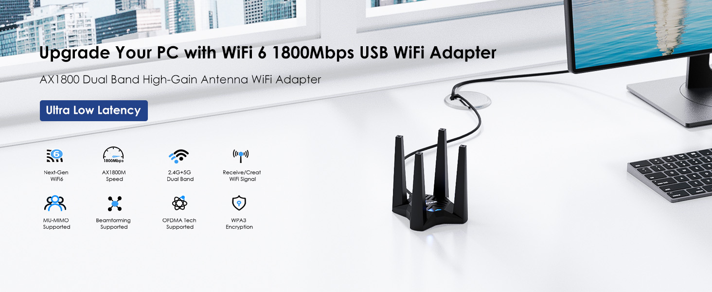 WAVLINK WL-WN693X1F AX1800 USB WiFi 6 Adapter