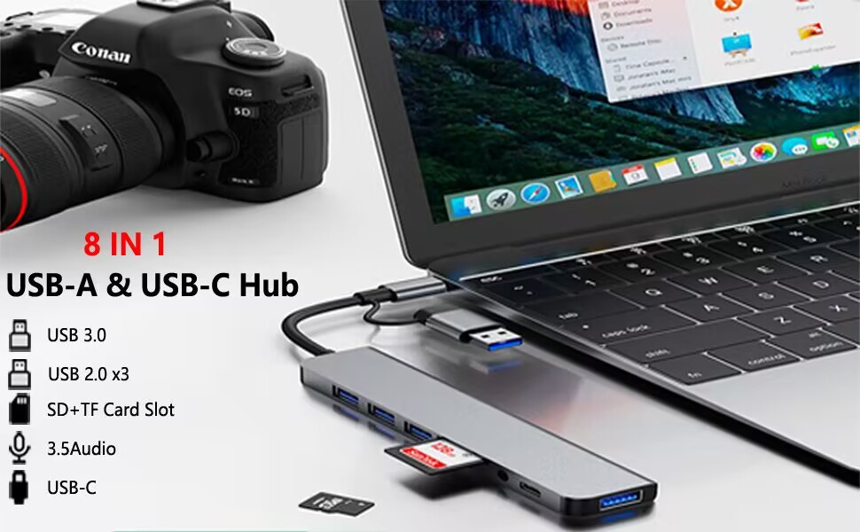 8 in 1 USB Hub Multiport Hub