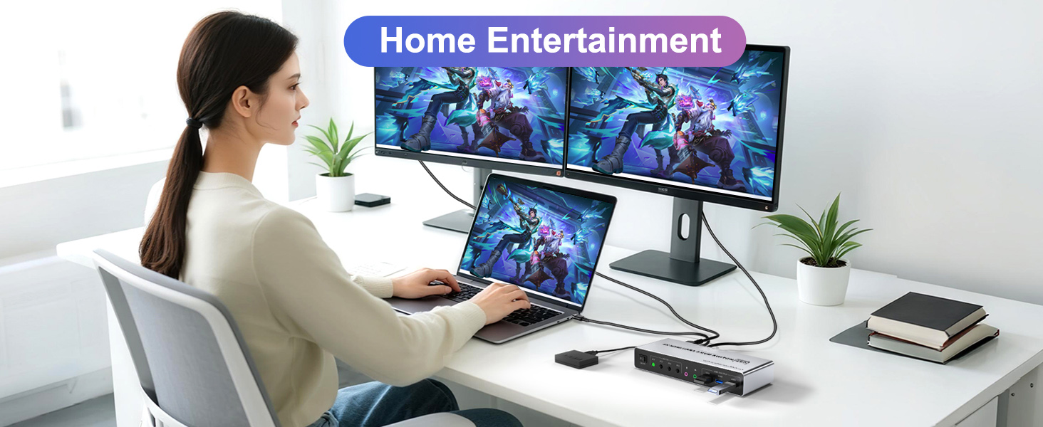 USB 3.0 HDMI KVM Switch for 4 Computers and 2 Monitors, 4 Ports HDMI Dual Monitor KVM Switch