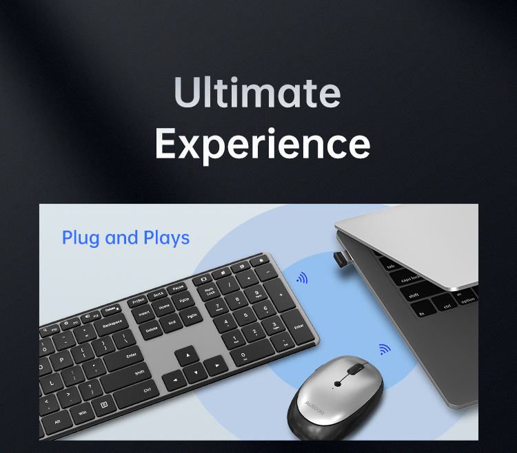 Ausdom Wireless Office Keyboard and Mouse Kit