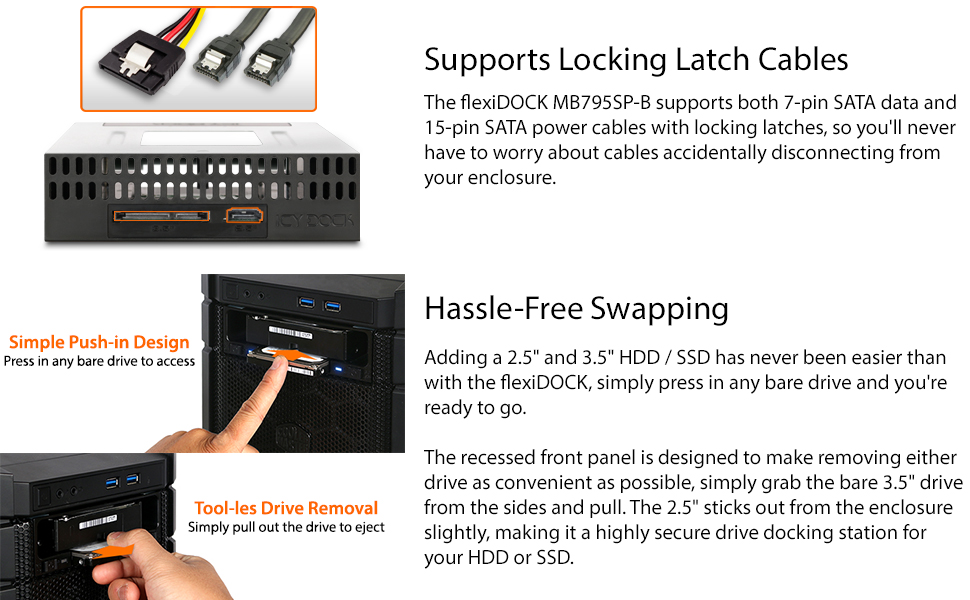 Supports Locking Latch Cables