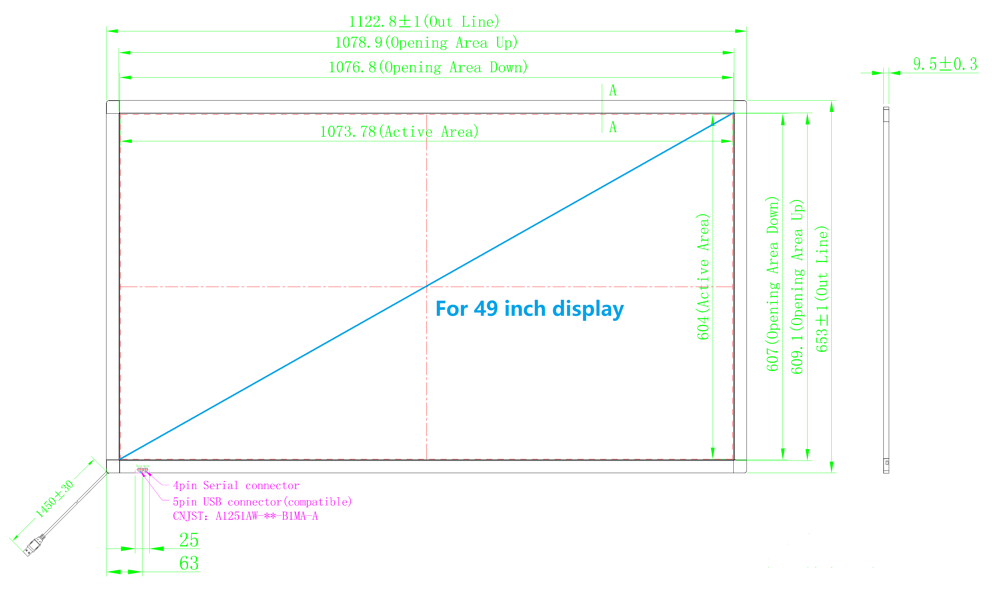 drawing for 49 inch IR touch frame